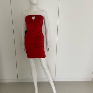 NWT Bebe Keyhole Satin Red Mini Dress XS